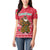Cameroon Christmas Women Polo Shirt with Red Snowflake Pattern Traditional Santa and Map Motif - Wonder Print Shop