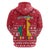 Cameroon Christmas Zip Hoodie with Red Snowflake Pattern Traditional Santa and Map Motif - Wonder Print Shop