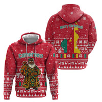 Cameroon Christmas Zip Hoodie with Red Snowflake Pattern Traditional Santa and Map Motif - Wonder Print Shop