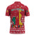 Cameroon Christmas Zipper Polo Shirt with Red Snowflake Pattern Traditional Santa and Map Motif - Wonder Print Shop