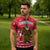 Cameroon Christmas Zipper Polo Shirt with Red Snowflake Pattern Traditional Santa and Map Motif - Wonder Print Shop