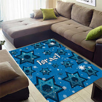 Israel Christmas Area Rug with Blue Star of David Pattern and Menorah Motif - Wonder Print Shop