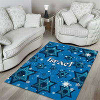 Israel Christmas Area Rug with Blue Star of David Pattern and Menorah Motif - Wonder Print Shop