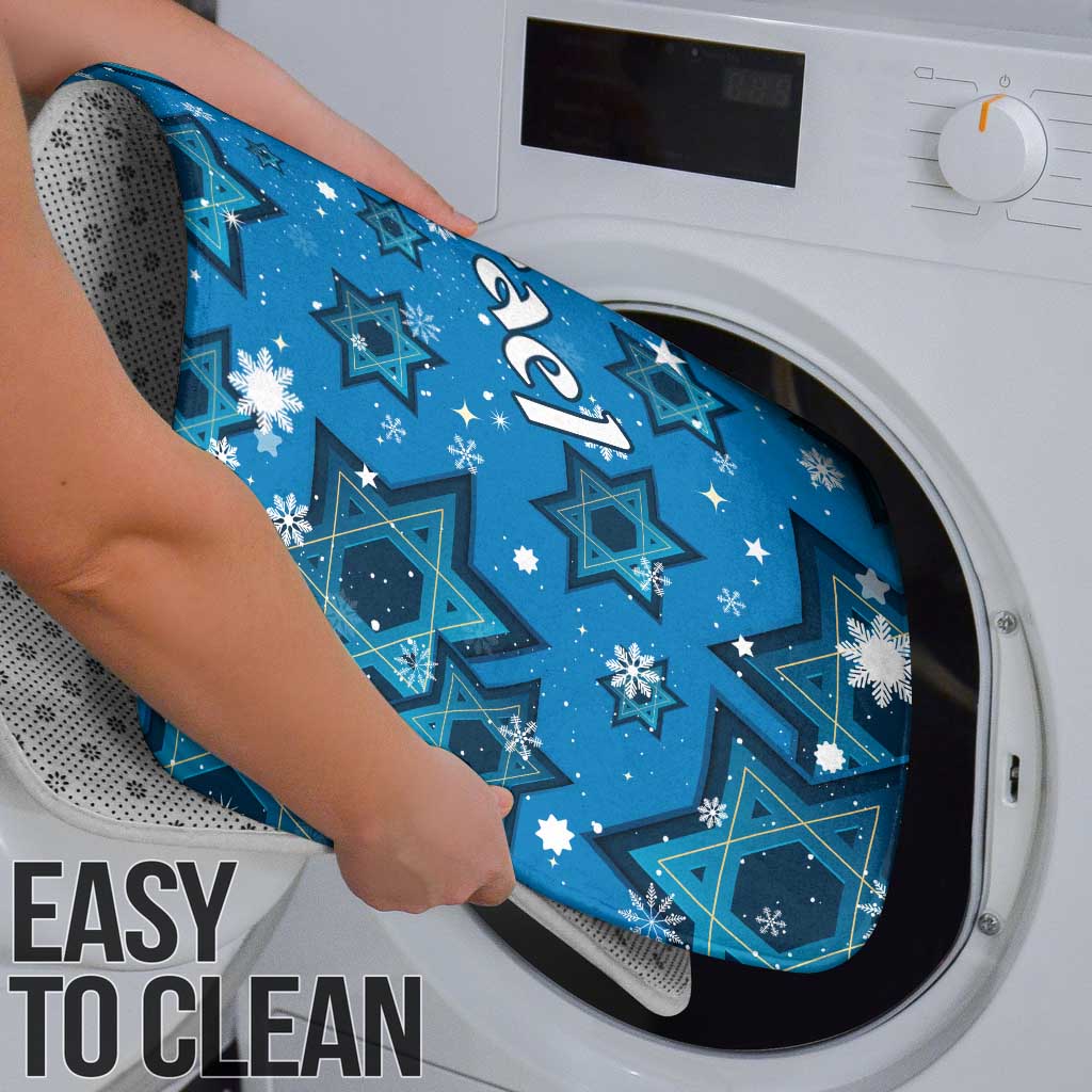 Israel Christmas Bathroom Set with Blue Star of David Pattern and Menorah Motif - Wonder Print Shop