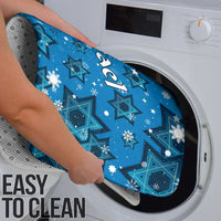 Israel Christmas Bathroom Set with Blue Star of David Pattern and Menorah Motif - Wonder Print Shop