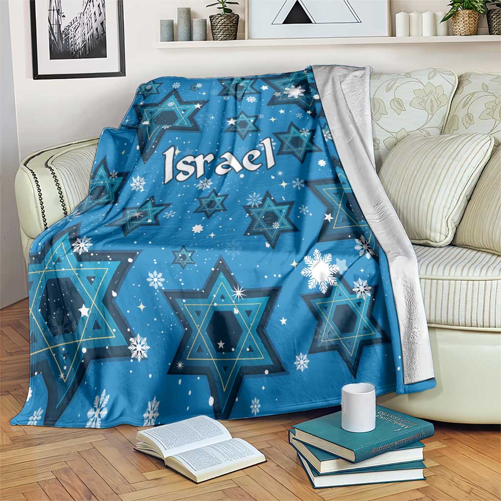 Israel Christmas Blanket with Blue Star of David Pattern and Menorah Motif - Wonder Print Shop