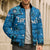 Israel Christmas Bomber Puffer Jacket with Blue Star of David Pattern and Menorah Motif - Wonder Print Shop