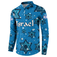 Israel Christmas Button Sweatshirt with Blue Star of David Pattern and Menorah Motif - Wonder Print Shop