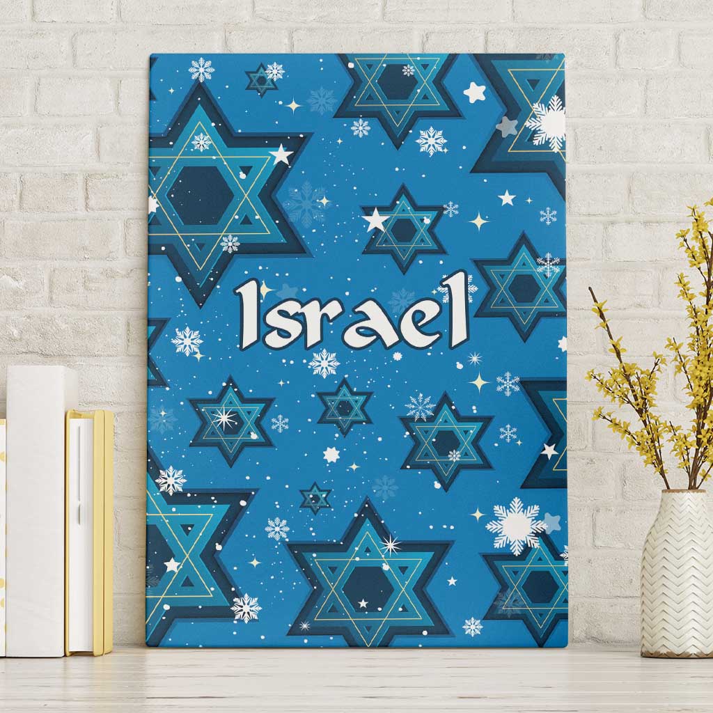 Israel Christmas Canvas Wall Art with Blue Star of David Pattern and Menorah Motif - Wonder Print Shop