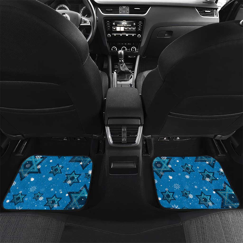 Israel Christmas Car Mats with Blue Star of David Pattern and Menorah Motif - Wonder Print Shop