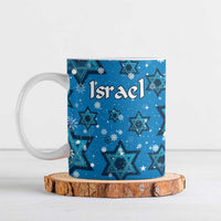 Israel Christmas Ceramic Mug with Blue Star of David Pattern and Menorah Motif - Wonder Print Shop