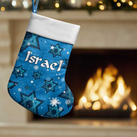 Israel Christmas Stocking with Blue Star of David Pattern and Menorah Motif - Wonder Print Shop