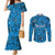 Israel Christmas Couples Matching Mermaid Dress and Long Sleeve Button Shirt with Blue Star of David Pattern and Menorah Motif - Wonder Print Shop