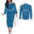 Israel Christmas Couples Matching Off The Shoulder Long Sleeve Dress and Long Sleeve Button Shirt with Blue Star of David Pattern and Menorah Motif - Wonder Print Shop