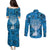 Israel Christmas Couples Matching Puletasi and Long Sleeve Button Shirt with Blue Star of David Pattern and Menorah Motif - Wonder Print Shop