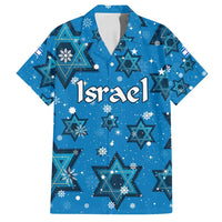 Israel Christmas Family Matching Long Sleeve Bodycon Dress and Hawaiian Shirt with Blue Star of David Pattern and Menorah Motif - Wonder Print Shop