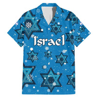 Israel Christmas Family Matching Mermaid Dress and Hawaiian Shirt with Blue Star of David Pattern and Menorah Motif - Wonder Print Shop