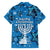 Israel Christmas Family Matching Off Shoulder Maxi Dress and Hawaiian Shirt with Blue Star of David Pattern and Menorah Motif - Wonder Print Shop