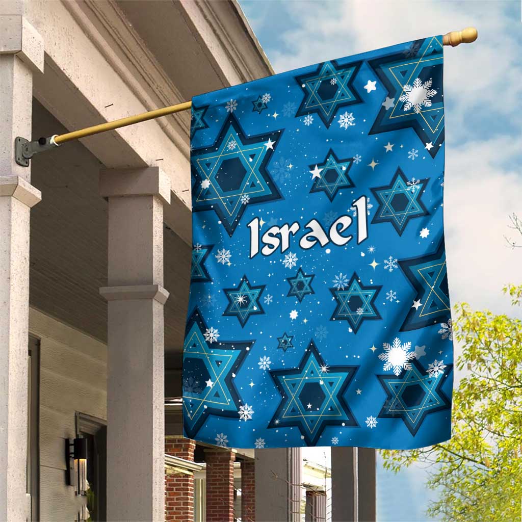 Israel Christmas Garden Flag with Blue Star of David Pattern and Menorah Motif - Wonder Print Shop