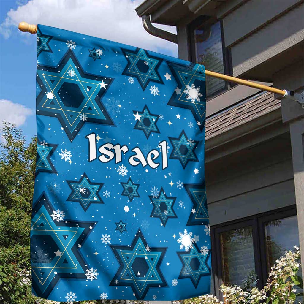 Israel Christmas Garden Flag with Blue Star of David Pattern and Menorah Motif - Wonder Print Shop