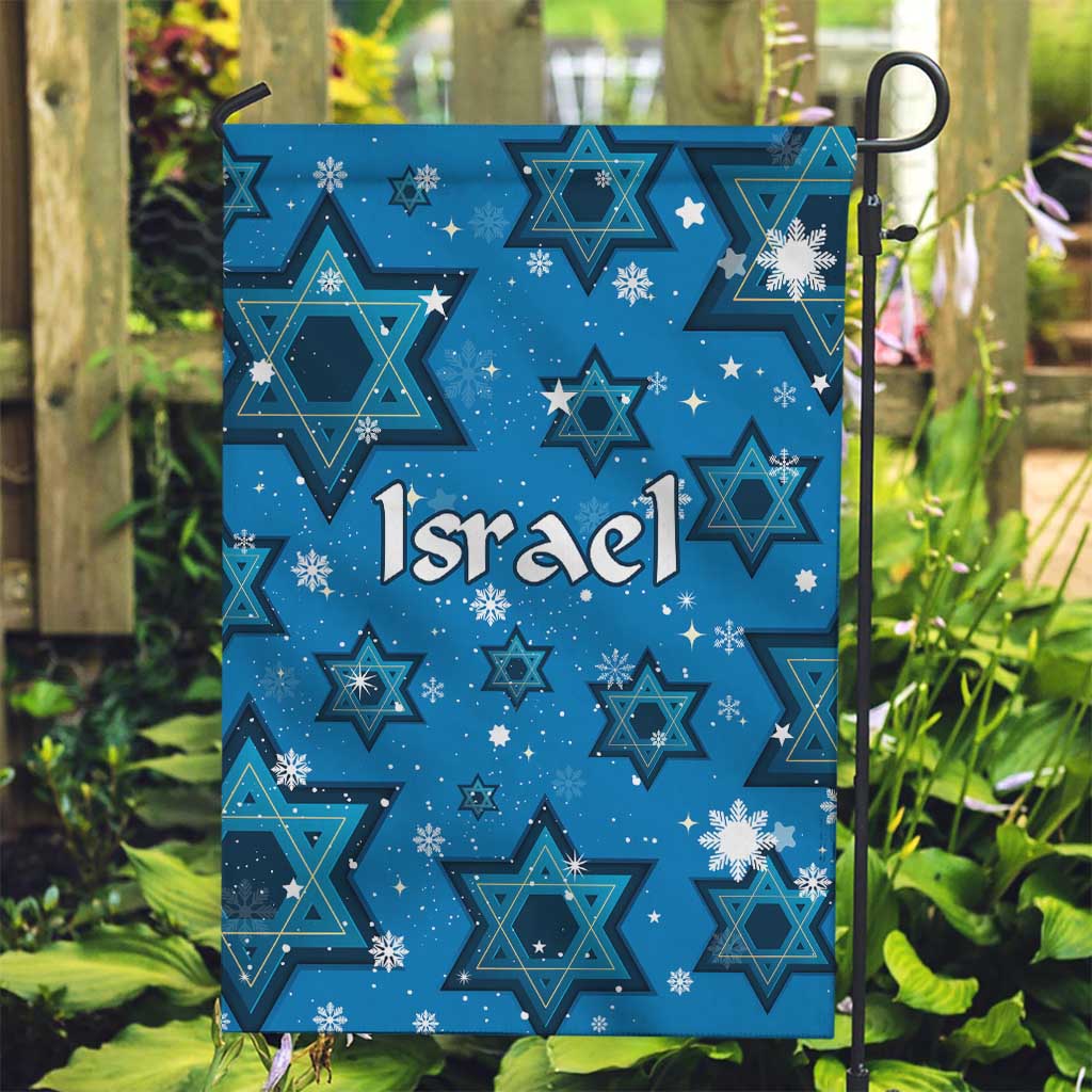 Israel Christmas Garden Flag with Blue Star of David Pattern and Menorah Motif - Wonder Print Shop