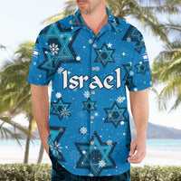 Israel Christmas Hawaiian Shirt with Blue Star of David Pattern and Menorah Motif - Wonder Print Shop
