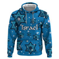 Israel Christmas Hoodie with Blue Star of David Pattern and Menorah Motif - Wonder Print Shop