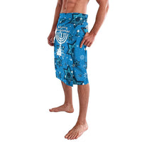 Israel Christmas Lavalava with Blue Star of David Pattern and Menorah Motif - Wonder Print Shop