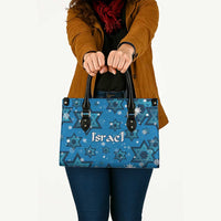Israel Christmas Leather Bag with Blue Star of David Pattern and Menorah Motif - Wonder Print Shop