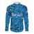 Israel Christmas Long Sleeve Button Shirt with Blue Star of David Pattern and Menorah Motif - Wonder Print Shop