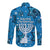 Israel Christmas Long Sleeve Button Shirt with Blue Star of David Pattern and Menorah Motif - Wonder Print Shop