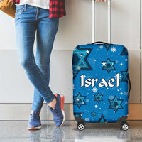 Israel Christmas Luggage Cover with Blue Star of David Pattern and Menorah Motif - Wonder Print Shop
