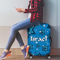 Israel Christmas Luggage Cover with Blue Star of David Pattern and Menorah Motif - Wonder Print Shop
