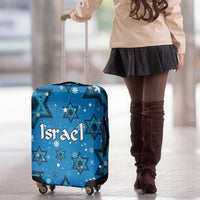 Israel Christmas Luggage Cover with Blue Star of David Pattern and Menorah Motif - Wonder Print Shop