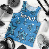 Israel Christmas Men Tank Top with Blue Star of David Pattern and Menorah Motif - Wonder Print Shop