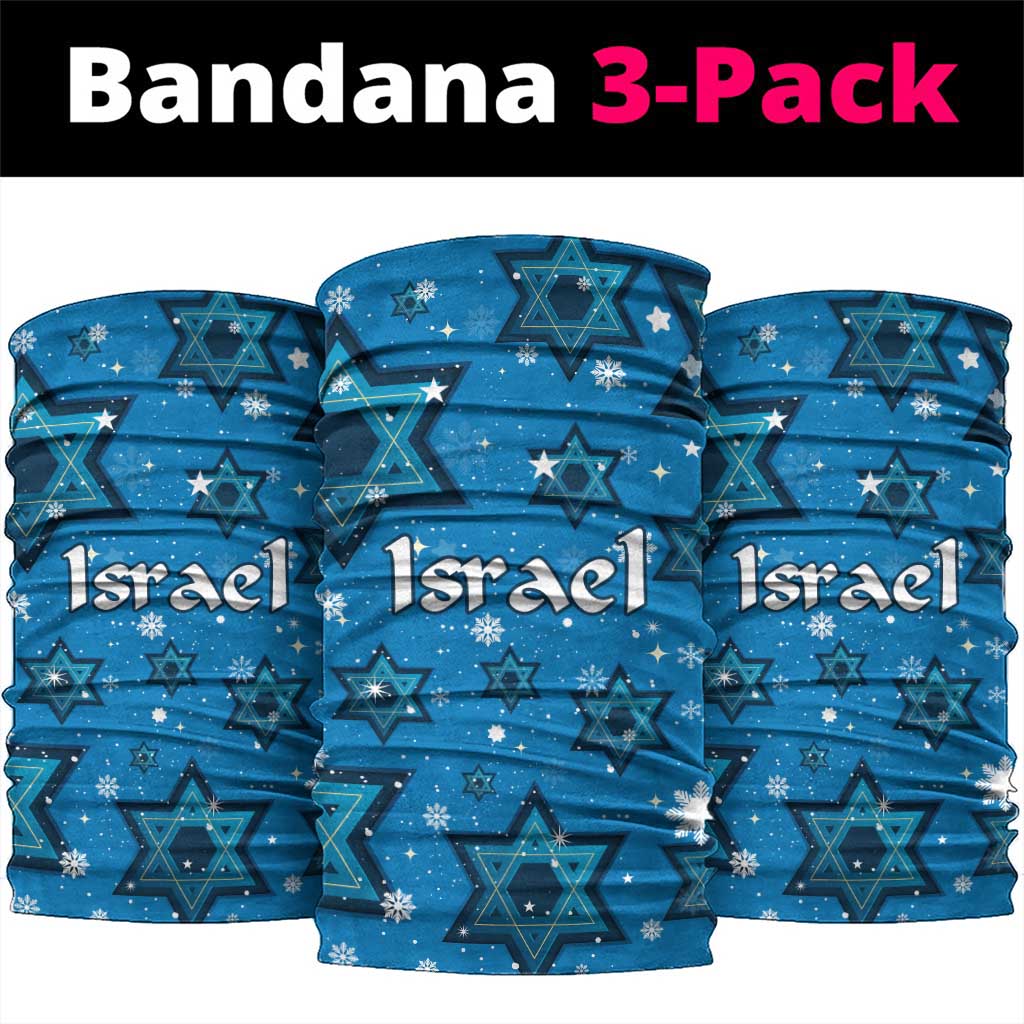 Israel Christmas Neck Gaiter with Blue Star of David Pattern and Menorah Motif - Wonder Print Shop