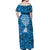 Israel Christmas Off Shoulder Maxi Dress with Blue Star of David Pattern and Menorah Motif - Wonder Print Shop
