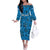 Israel Christmas Off The Shoulder Long Sleeve Dress with Blue Star of David Pattern and Menorah Motif - Wonder Print Shop