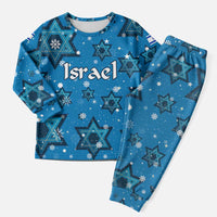 Israel Christmas Pajama Set with Blue Star of David Pattern and Menorah Motif - Wonder Print Shop