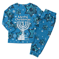 Israel Christmas Pajama Set with Blue Star of David Pattern and Menorah Motif - Wonder Print Shop