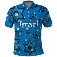 Israel Christmas Polo Shirt with Blue Star of David Pattern and Menorah Motif - Wonder Print Shop