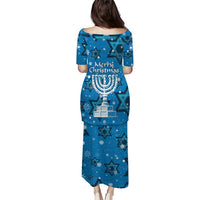 Israel Christmas Puletasi with Blue Star of David Pattern and Menorah Motif - Wonder Print Shop