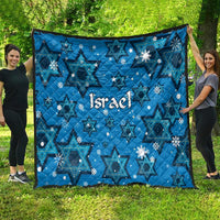 Israel Christmas Quilt with Blue Star of David Pattern and Menorah Motif - Wonder Print Shop