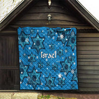 Israel Christmas Quilt with Blue Star of David Pattern and Menorah Motif - Wonder Print Shop
