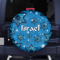 Israel Christmas Spare Tire Cover with Blue Star of David Pattern and Menorah Motif - Wonder Print Shop