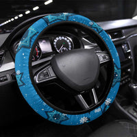 Israel Christmas Steering Wheel Cover with Blue Star of David Pattern and Menorah Motif - Wonder Print Shop