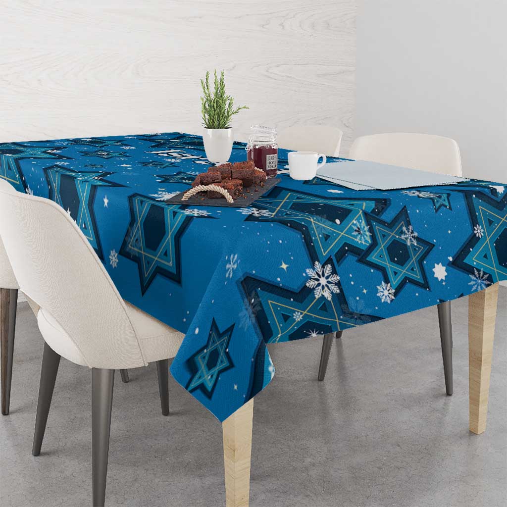 Israel Christmas Tablecloth with Blue Star of David Pattern and Menorah Motif - Wonder Print Shop