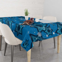 Israel Christmas Tablecloth with Blue Star of David Pattern and Menorah Motif - Wonder Print Shop