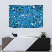 Israel Christmas Tapestry with Blue Star of David Pattern and Menorah Motif - Wonder Print Shop