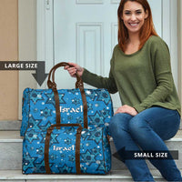 Israel Christmas Travel Bag with Blue Star of David Pattern and Menorah Motif - Wonder Print Shop